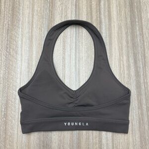 YoungLA Halter Scrunch Front Bra Size X-Small in a Dark Taupe Color